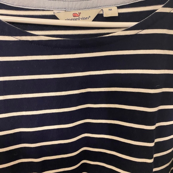 Vineyard Vines - Striped Scalloped Hem Dress - Navy and White - Size Medium - Picture 2 of 3